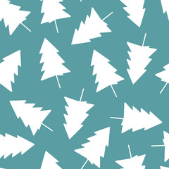 Abstract winter floral botanical seamless pattern with Christmas tree