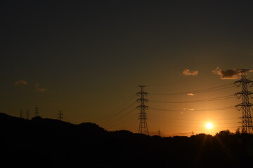 sunset in the city
