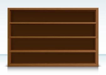 Empty Wooden Bookshelves.