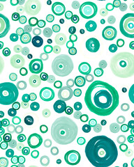 Abstract Seamless Circles. Green Watercolor 
