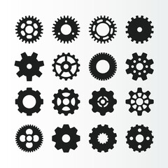 Circle gears vector icons set. Gearwheel icon and industrial element illustration.