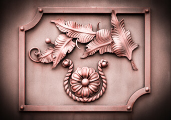 Wrought-iron gates, ornamental forging, forged elements close-up.