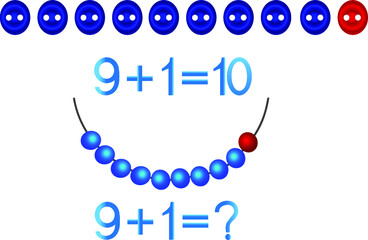 Educational games for children, mathematical addition, formation number ten.