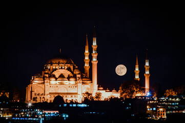 Fototapeta premium Süleymaniye mosque at night