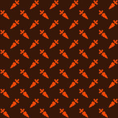 orange carrot on dark brown background repeat pattern