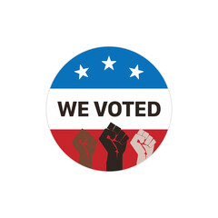 We voted sticker isolated on background. Election button symbol modern, simple, vector, icon for website design, mobile app, ui. Vector Illustration