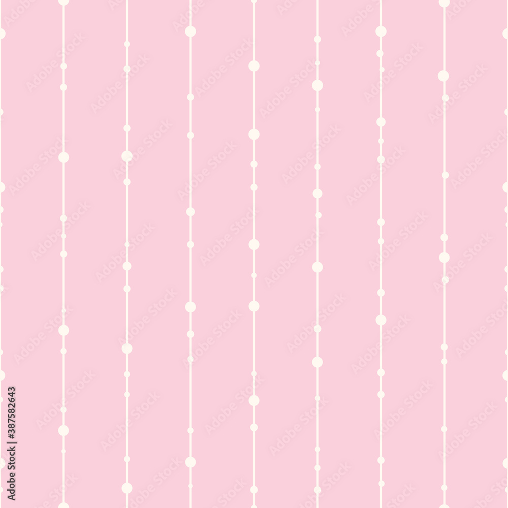 Poster Seamless vector stripe pastel pink pattern background. Pink vector abstract seamless repeat pattern stripe background with small dots.