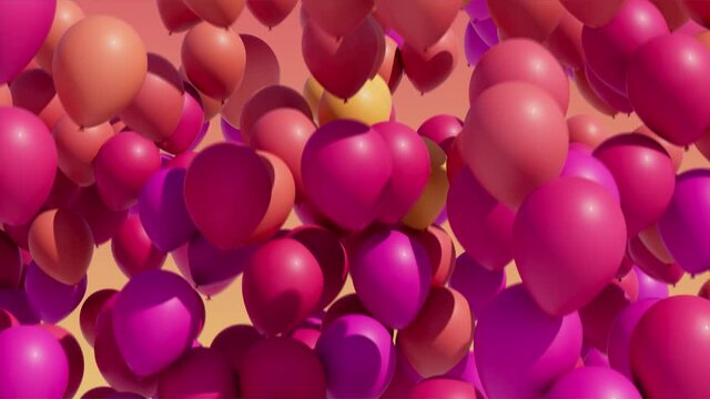 Colorful balloons rising into the in the air. Seamless loop.