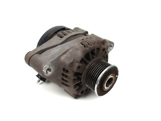 old generator for car isolated on the white background