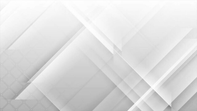 Grey and white tech geometric abstract minimal glossy motion background. Seamless looping. Video animation Ultra HD 4K 3840x2160