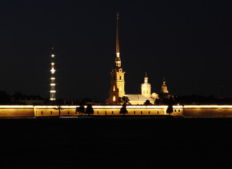 Fototapeta na wymiar Peter-Paul Fortress, St. Petersburg, at night