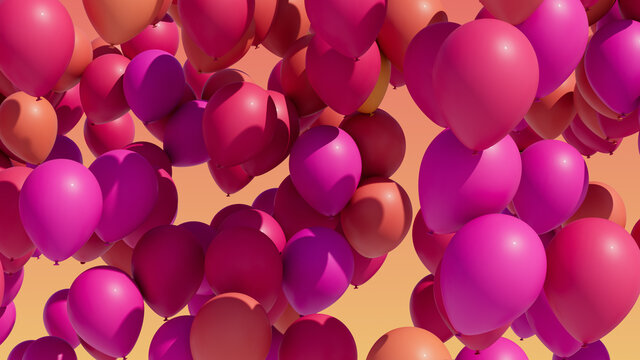 Fototapeta Colorful balloons rising into the in the air.