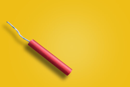 diwali festival concept,Firecracker isolated on yellow background