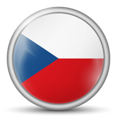 Obraz premium Glass light ball with flag of Czech Republic. Round sphere, template icon. national symbol. Glossy realistic ball, 3D abstract vector illustration highlighted on a white background. Big bubble.