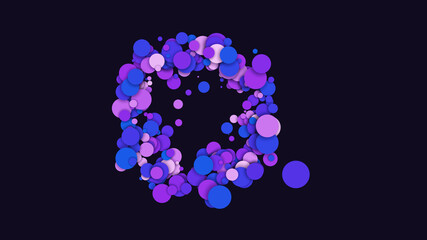 Multi-coloured paper confetti circles scattered on dark blue background building a ring