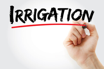 Irrigation text with marker, concept background