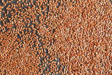 Dry flax seeds texture background.