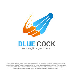 Badminton logo icon design concept template. Shuttlecock vector illustration isolated on white background. Shuttlecock in motion logo design. Badminton swoosh wind logo design template. EPS file