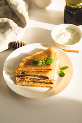 A stack of freshly baked pancakes for breakfast