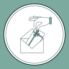 Vector icon of the gift card in a mail envelope