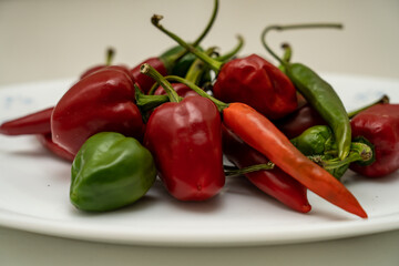 red and green pepper background white