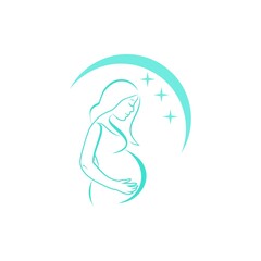 Simple Illustration of Pregnant Woman, Pregnant logo icon