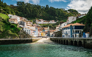 Fototapeta na wymiar Picturesque waterfront of Cudillero, a small fishing village in Asturias, Spain.