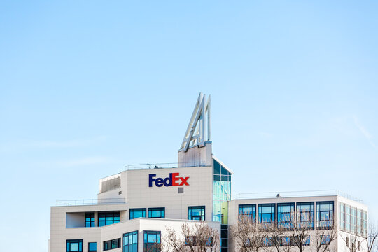 FedEx Corporation brand logo on office building