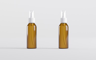 Amber Spray Bottle Mockup 3D Illustration