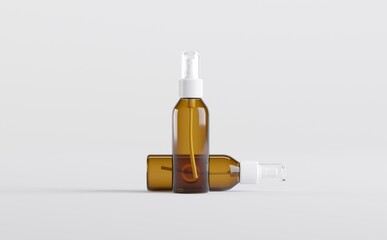 Amber Spray Bottle Mockup 3D Illustration