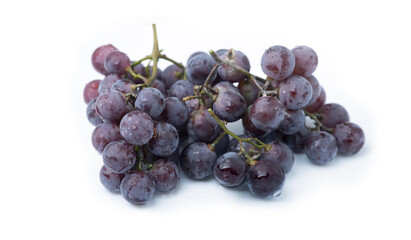 Blue grapes on white background