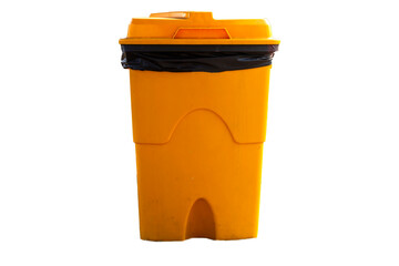 Yellow trash can for general waste isolated on white background