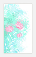 Trendy social media story post cover design with floral elements. Abstract watercolor background with flowers. Suitable for social media stories, mobile apps, banners, posters. Minimal phone wallpaper