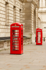 red telephone box london city