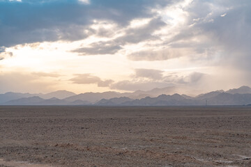 sunset in the mountains and desert