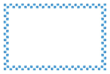 水彩の飾りフレーム　チェック　寒色