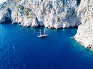 Aerial view of Beş Adalar Cape Gelidonia Antalya Turkey