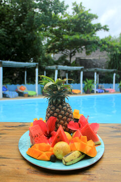 tropical fruits on the beach