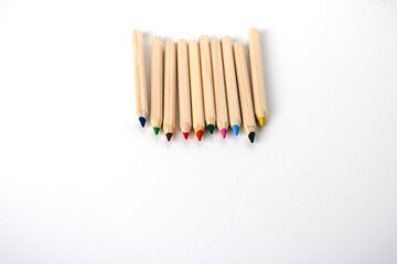 Color pencils isolated on white background with copy space