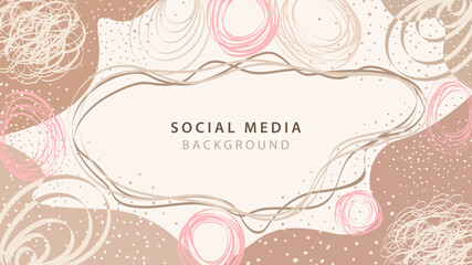 Vector creative abstract background with hand drawn shapes and doodle objects. Banner template design for social media posts. Trendy background in simple flat style with copy space for text