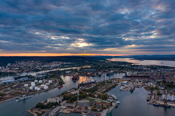 Fototapeta premium Aerial view over port Varna