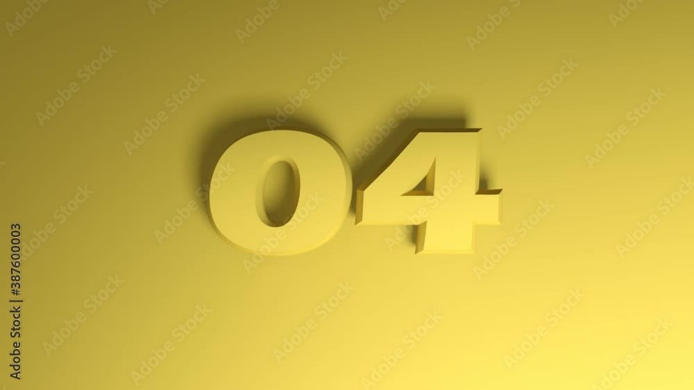 Poster the write 04 passes on a yellow background from right side to left side - 3d rendering animation
