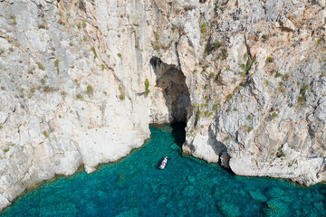 Aerial view of a marine cave Bozburun Peninsula Marmaris Turkey.