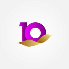 10 Years Anniversary Purple Celebration Vector Template Design Illustration