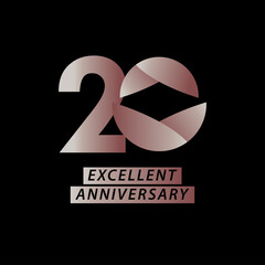 20 Years Anniversary Soft Celebration Vector Template Design Illustration