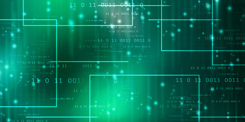 Fototapeta premium 2d illustration abstract digital binary data on computer screen