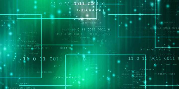 2d illustration abstract digital binary data on computer screen