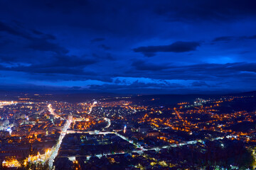 A view over the city Deva at night