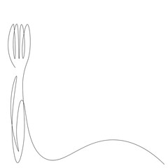 Fork silhouette line drawing. Vector illustration