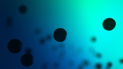 Futuristic Abstract Design of the Flying Spheres. Chaotic Low-Loly Particles in the Dark Fantastic Space. Science Concept. 3D Render